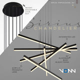 Sirius VMP25060BL 32" Integrated LED ETL Certified Pendant, Height Adjustable Chandelier in Black