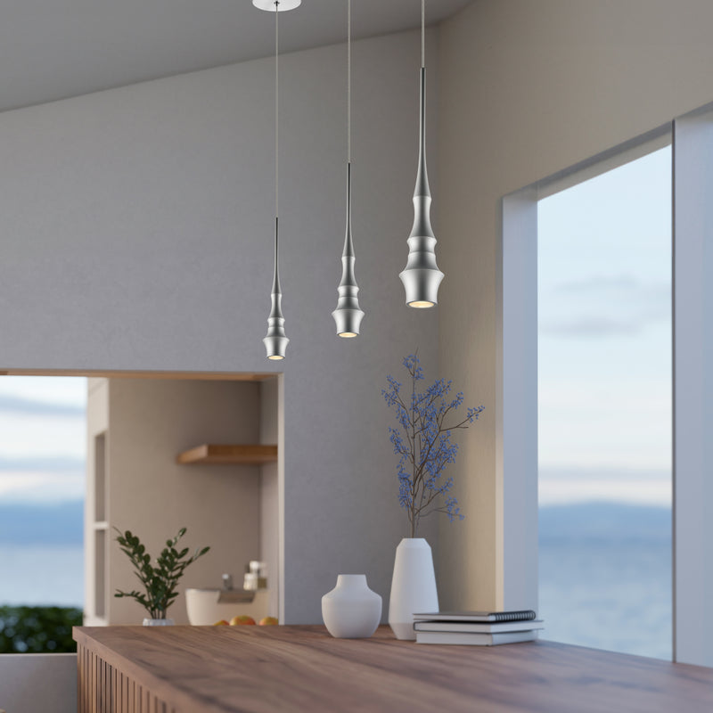 VONN Polaris VMP26610AL 5" ETL Certified Integrated LED Height Adjustable Pendant Light in Silver