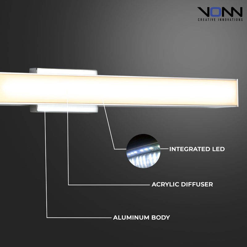 Procyon VMW11024CH 24" Integrated AC LED ADA Compliant ETL Certified Bathroom Wall Fixture in Chrome