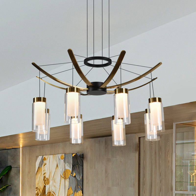 VONN Artisan GENOA VAC3118BL 24" Integrated LED ETL Certified Pendant, Height Adjustable Chandelier, Black