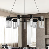 VONN Artisan Sorrento VAC3139BL 27" 9-Light ETL Cert Integrated LED Pendant, Height Adjustable Ring Chandelier, Black