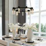 VONN Artisan Sorrento VAC3139BL 27" 9-Light ETL Cert Integrated LED Pendant, Height Adjustable Ring Chandelier, Black