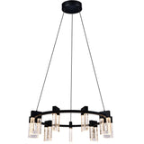 VONN Artisan Sorrento VAC3139BL 27" 9-Light ETL Cert Integrated LED Pendant, Height Adjustable Ring Chandelier, Black