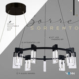 VONN Artisan Sorrento VAC3139BL 27" 9-Light ETL Cert Integrated LED Pendant, Height Adjustable Ring Chandelier, Black