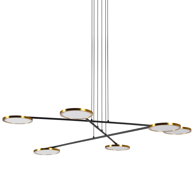 VONN Artisan Torino VAC3196AB 39" Height Adjustable Integrated LED ETL Certified Chandelier, Disks Rotate, Antique Brass