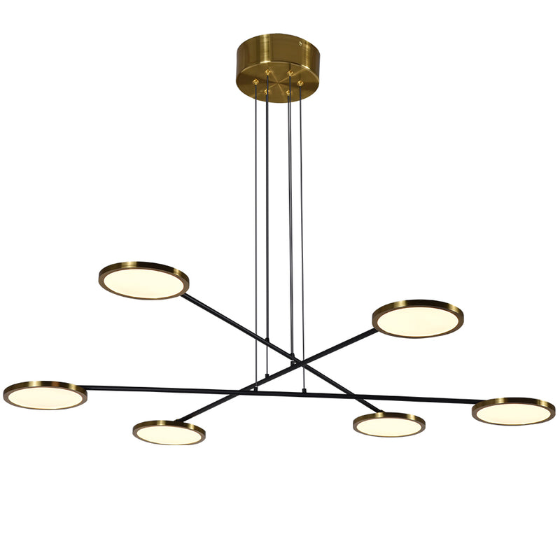 VONN Artisan Torino VAC3196AB 39" Height Adjustable Integrated LED ETL Certified Chandelier, Disks Rotate, Antique Brass