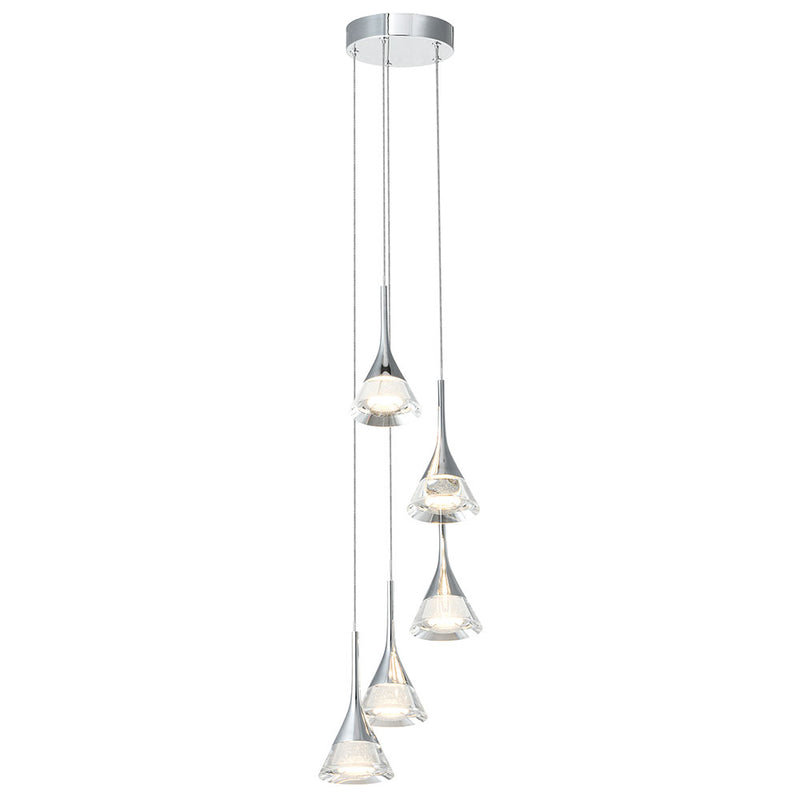 VONN Artisan Amalfi VAC3215CH 5-Light Integrated LED ETL Certified Pendant, Height Adjustable Chandelier, Chrome