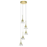 VONN Artisan Amalfi VAC3215GL 5-Light Integrated LED ETL Certified Pendant, Height Adjustable Chandelier, Gold