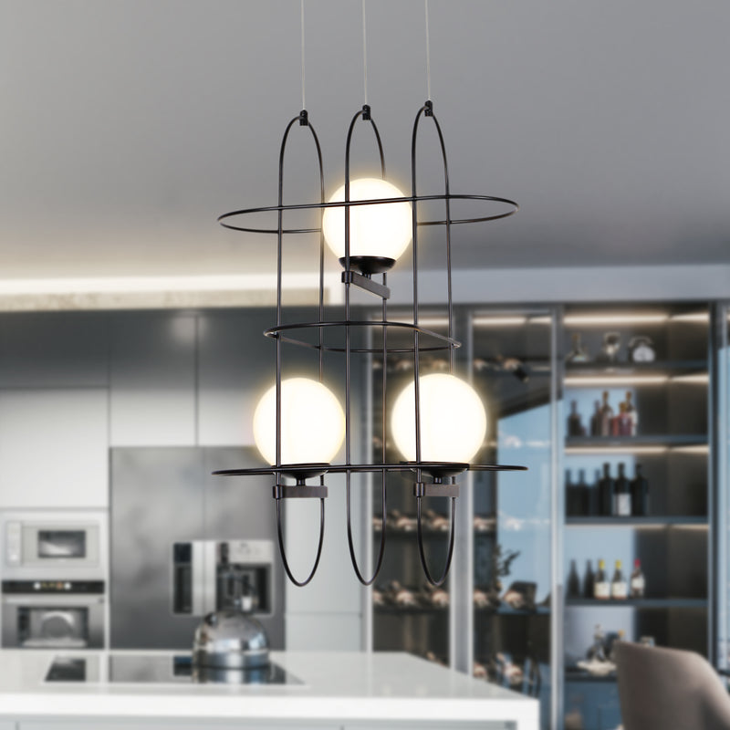 Artisan Lyra VAC3273BL 16" Integrated LED ETL Certified Height Adjustable Chandelier, Black Pendant