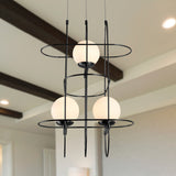 Artisan Lyra VAC3273BL 16" Integrated LED ETL Certified Height Adjustable Chandelier, Black Pendant