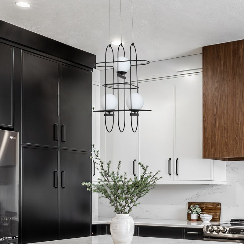 Artisan Lyra VAC3273BL 16" Integrated LED ETL Certified Height Adjustable Chandelier, Black Pendant