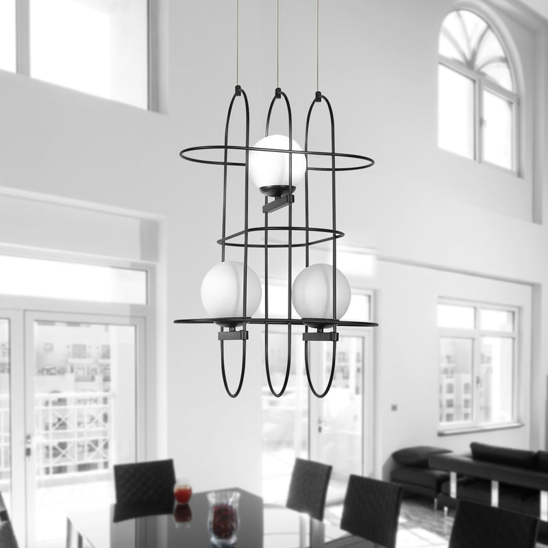 VONN Artisan Lyra VAC3273BL 16" Integrated LED ETL Certified Height Adjustable Chandelier, Black Pendant