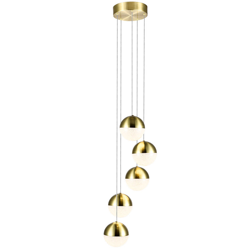 Artisan Ravello VAC3285BRS 5-Light Integrated LED ETL Certified Pendant Height Adjustable Chandelier, Brass