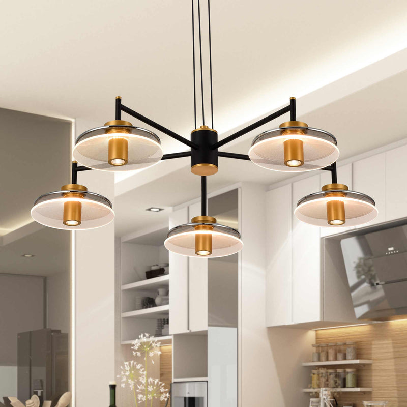 VONN Artisan Verona VAC3315BL 31" Integrated LED ETL Certified Pendant, Height Adjustable Chandelier, Black