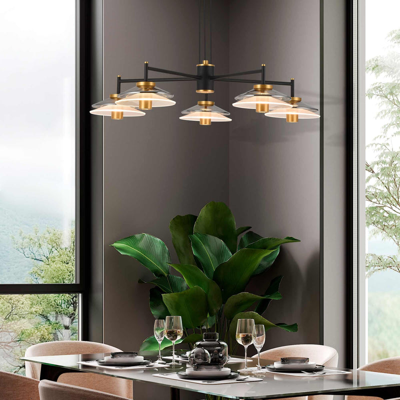 VONN Artisan Verona VAC3315BL 31" Integrated LED ETL Certified Pendant, Height Adjustable Chandelier, Black