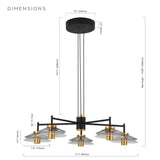 VONN Artisan Verona VAC3315BL 31" Integrated LED ETL Certified Pendant, Height Adjustable Chandelier, Black