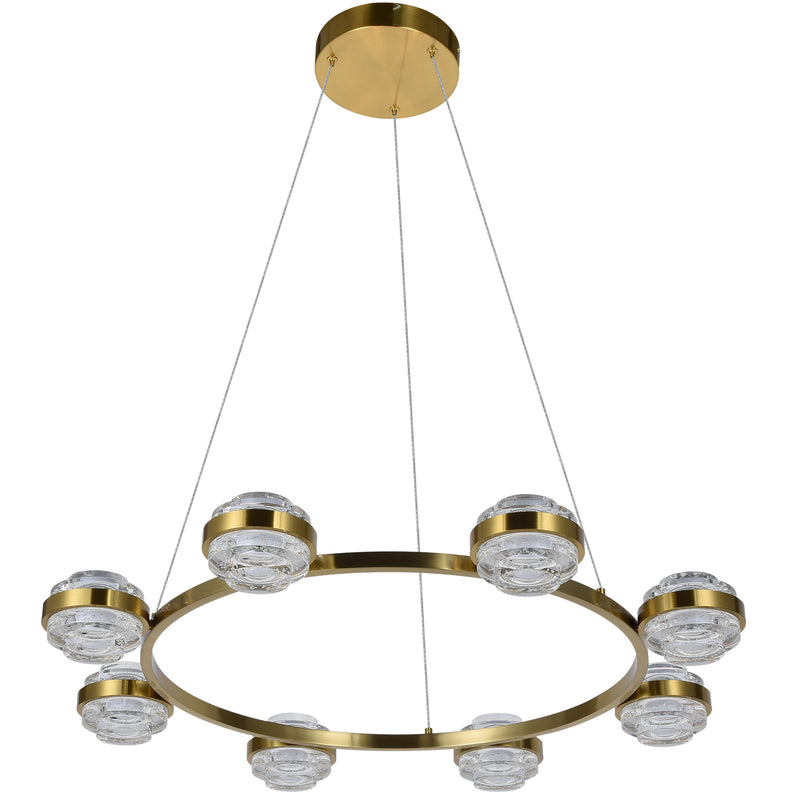 VONN Artisan Milano VAC3338AB 33" Integrated LED ETL Certified Pendant, Height Adjustable Ring Chandelier, Antique Brass