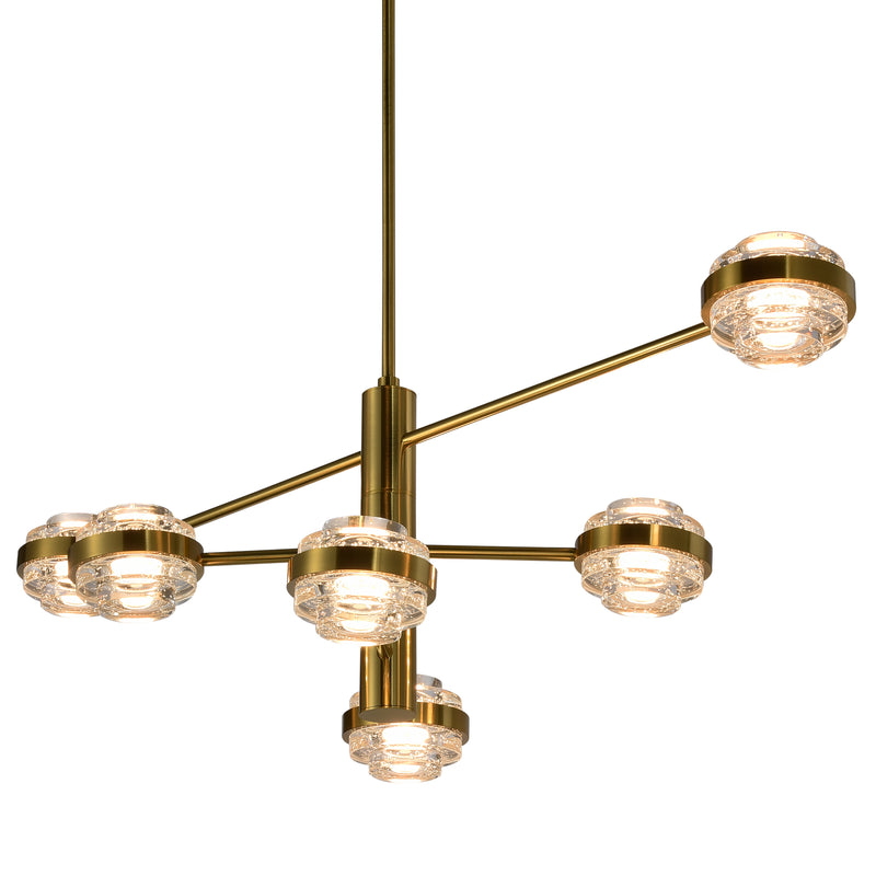 Artisan Milano VAC333RD6AB 40" Integrated LED ETL Certified Chandelier with Height Adjustable Rods, Antique Brass