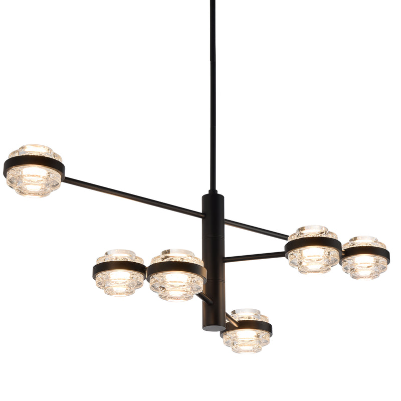 VONN Artisan Milano VAC333RD6BL 40" Integrated LED ETL Certified Chandelier with Height Adjustable Rods, Black