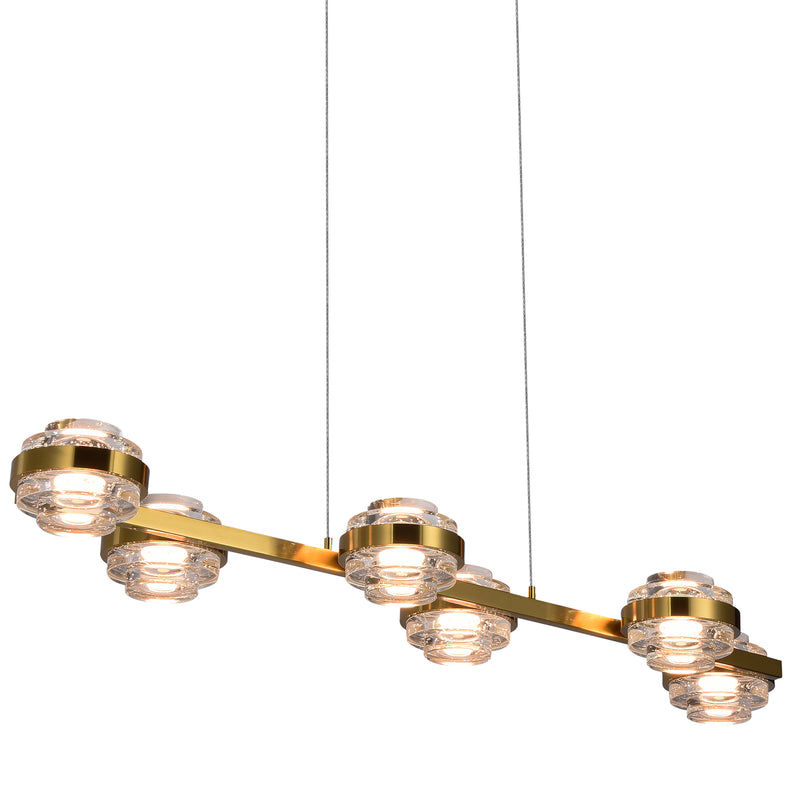 VONN Artisan Milano VAC3LN336AB 39" Integrated LED ETL Certified Pendant, Height Adjustable Chandelier, Antique Brass