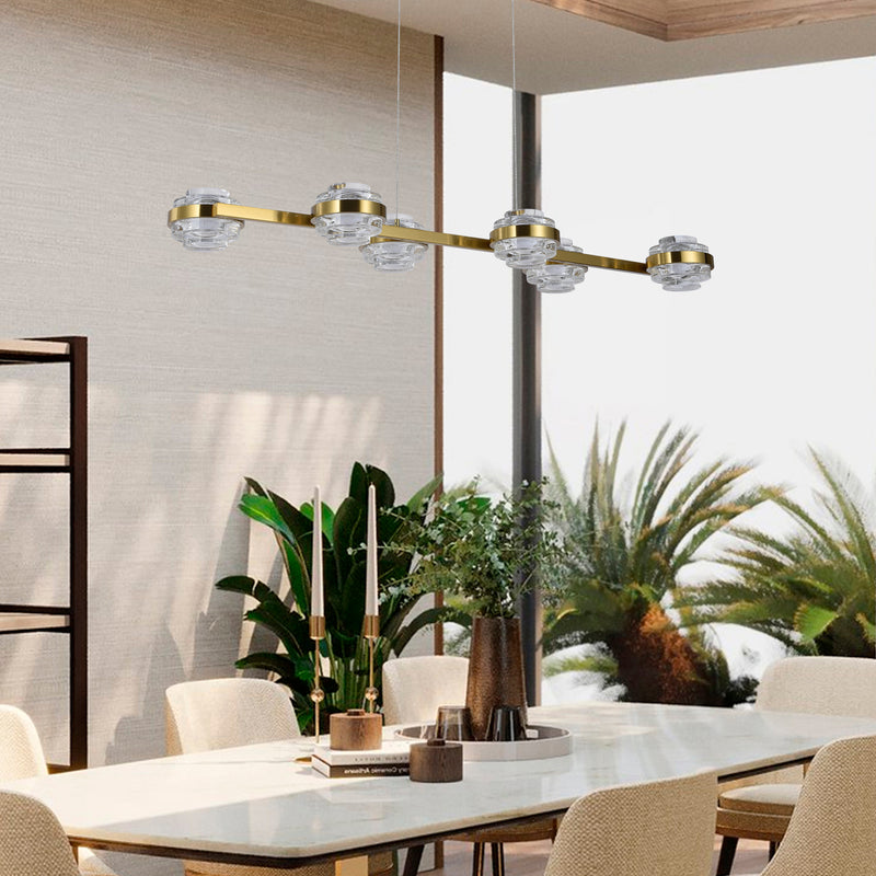 VONN Artisan Milano VAC3LN336AB 39" Integrated LED ETL Certified Pendant, Height Adjustable Chandelier, Antique Brass