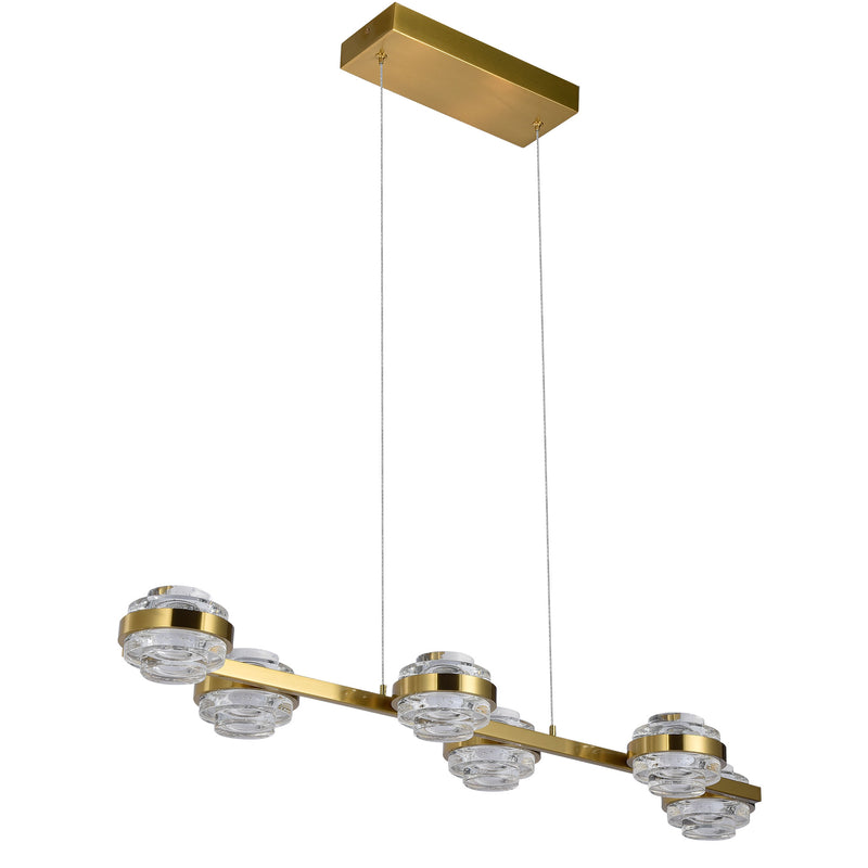 Artisan Milano VAC3LN336AB 39" Integrated LED ETL Certified Pendant, Height Adjustable Chandelier, Antique Brass