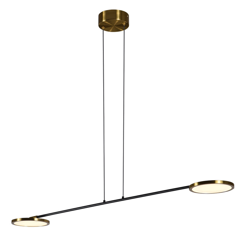 VONN Artisan Torino VAP2192AB 39" Integrated LED ETL Certified Height Adjustable Pendant, Rotating Disks, Antique Brass