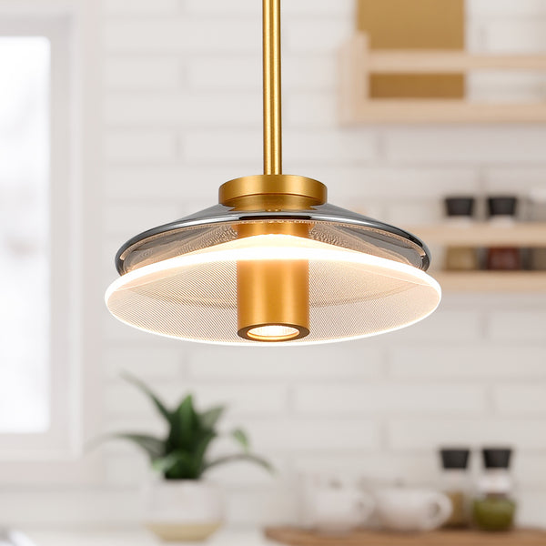 Artisan Verona VAP2311BL 7" Integrated LED ETL Certified Height Adjustable Pendant, with Glass Shade
