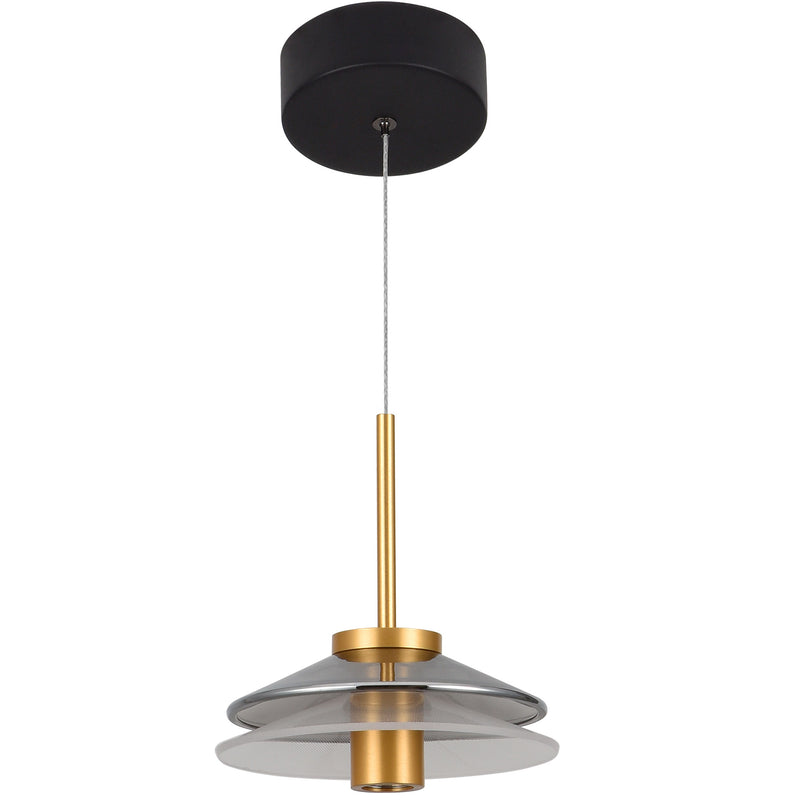 VONN Artisan Verona VAP2311BL 7" Integrated LED ETL Certified Height Adjustable Pendant, with Glass Shade, Black