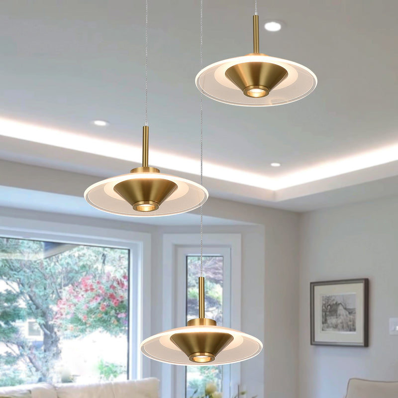 Artisan Ferrara VAP2323AB 16" Integrated LED ETL Certified Pendant, Height Adjustable Chandelier, Antique Brass