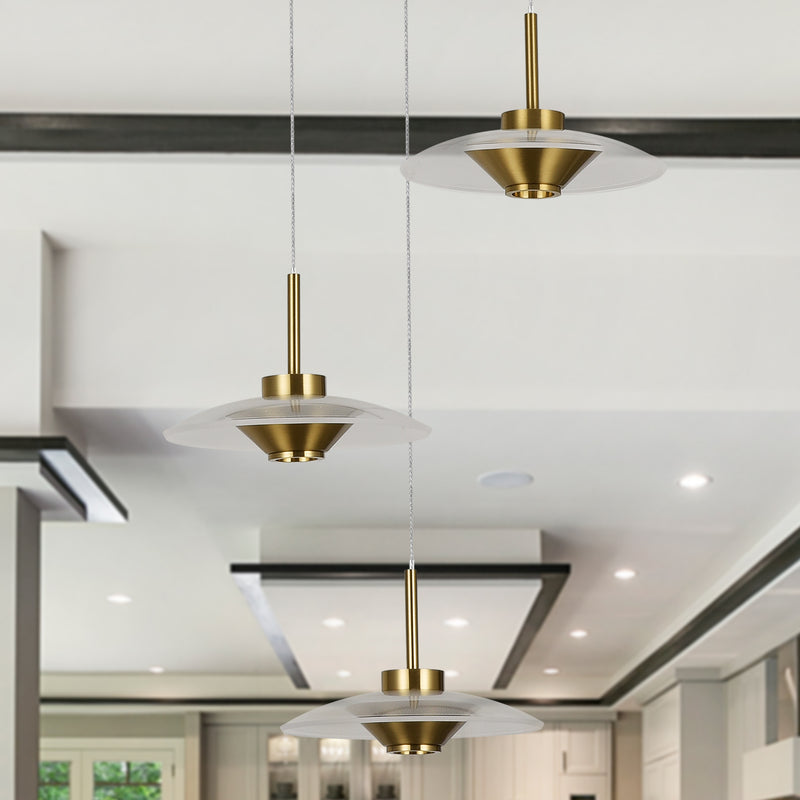 Artisan Ferrara VAP2323AB 16" Integrated LED ETL Certified Pendant, Height Adjustable Chandelier, Antique Brass