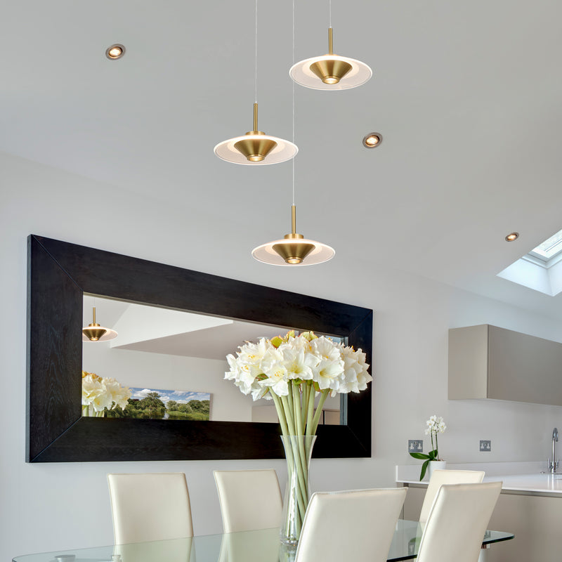 Artisan Ferrara VAP2323AB 16" Integrated LED ETL Certified Pendant, Height Adjustable Chandelier, Antique Brass