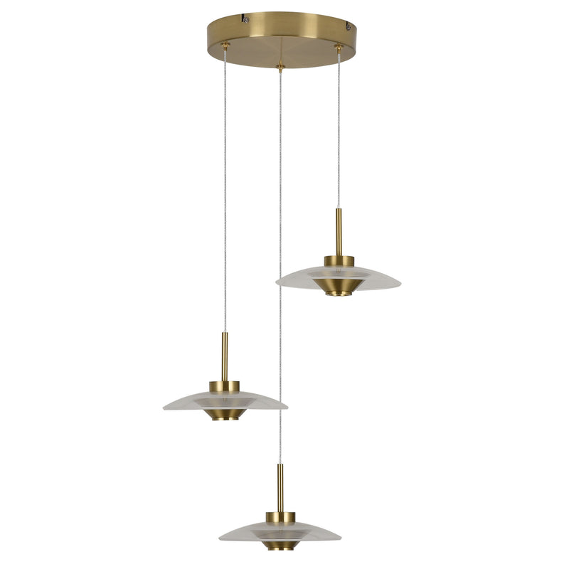 VONN Artisan Ferrara VAP2323AB 16" Integrated LED ETL Certified Pendant, Height Adjustable Chandelier, Antique Brass