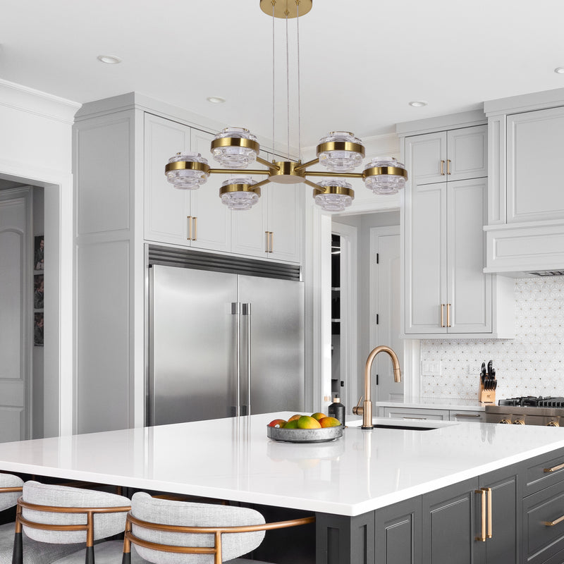 Artisan Milano VAP2336AB 25" Integrated LED ETL Certified Pendant, Height Adjustable Chandelier, Antique Brass