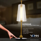 Artisan Toscana VAT6101AB 20" Height Integrated LED ETL Certified Table Lamp with Touch Base Dimming