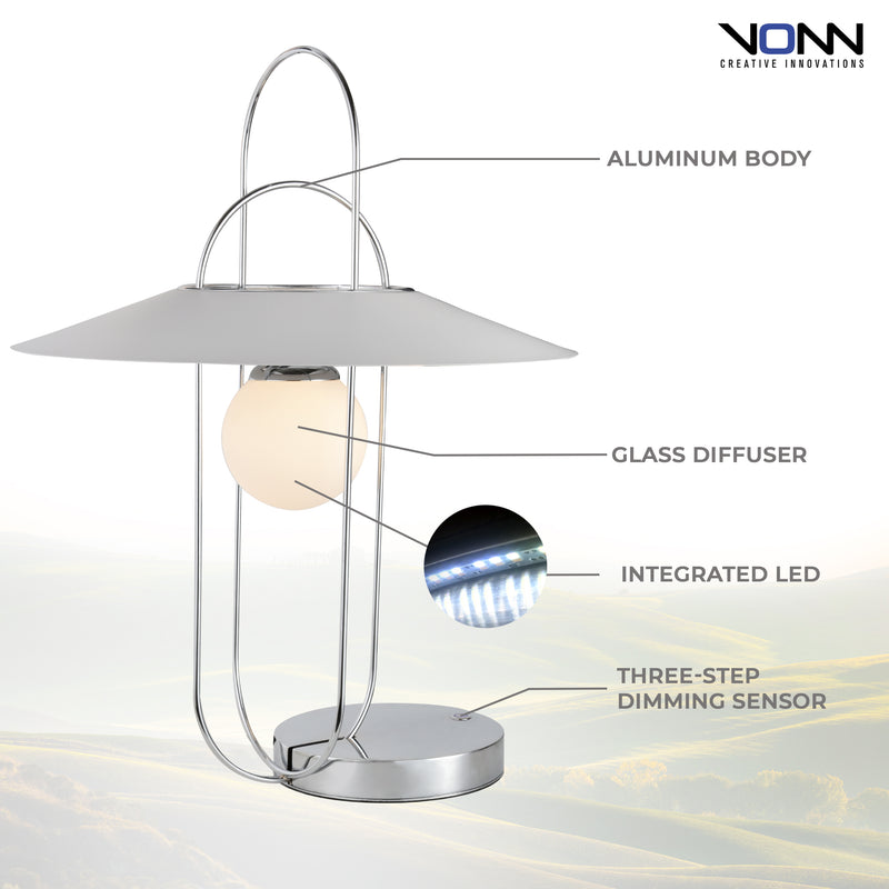 Artisan Lyra VAT6271CH 24" Height Integrated LED ETL Certified Table Lamp with Touch Sensor Dimming