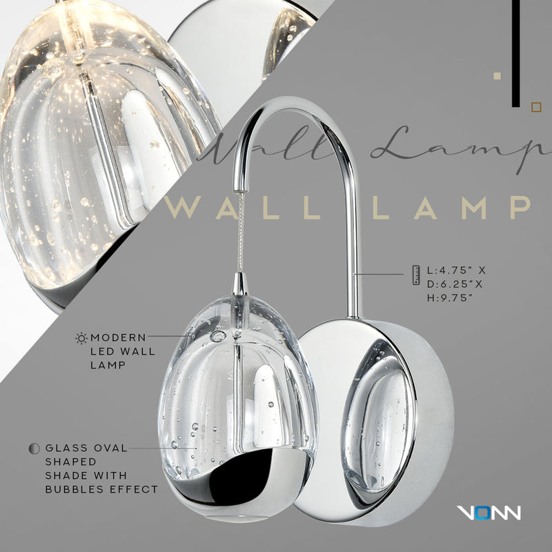 Artisan Venezia VAW1201CH 5" Integrated LED ETL Certified Wall Sconce Light with Clear Glass Shade
