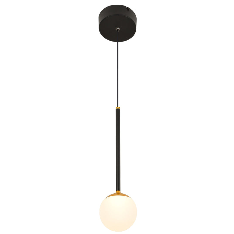 Capri VCP2101BL 5" 1-Light Integrated LED ETL Certified Height Adjustable Pendant, with Glass Shade