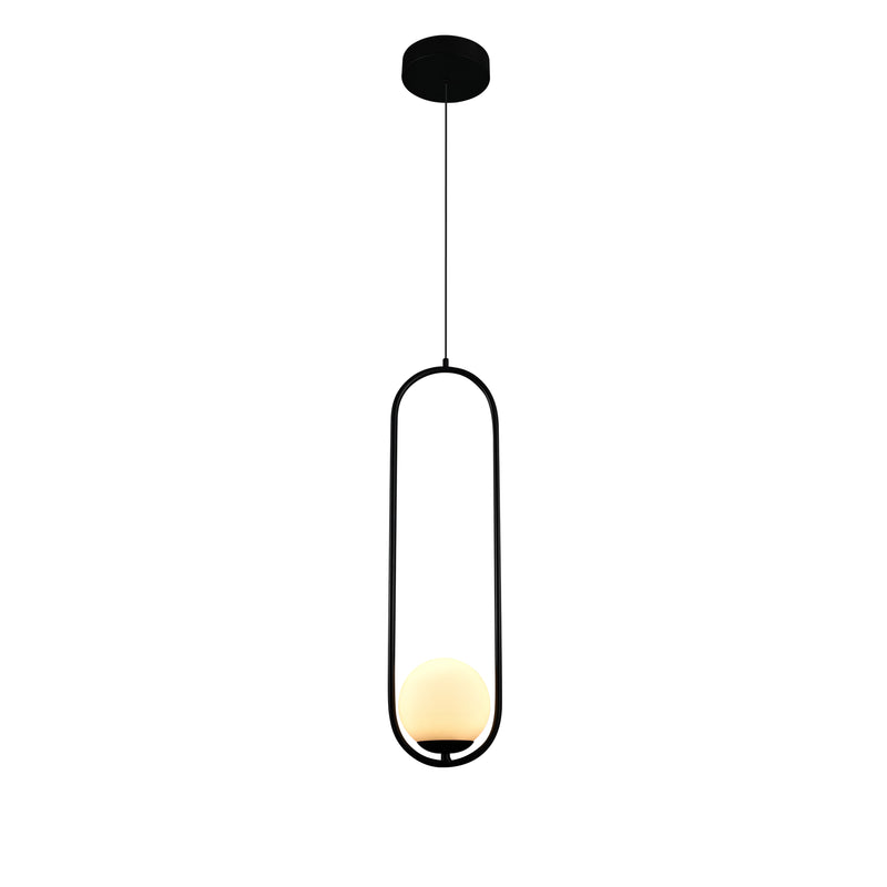 Capri VCP2105BL 7" Integrated LED ETL Certified Height Adjustable Pendant with Glass Shade in Black