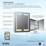 VONN VCS2A3H01302TW Tunable White Medicine Cabinet 24"W x 28"H x 4.75"D or 30"W x 28"H x 4.75"D