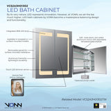 VONN VCS2A3H01302 Integrated LED Medicine Cabinet 24"W x 28"H x 4.75"D or 30"W x 28"H x 4.75"D