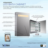 VONN VCS2A3J02121 Integrated LED Medicine Cabinet 19.5"W x 28"H x 4.75"D