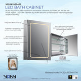 VONN VCS2A3S05401 Integrated LED Medicine Cabinet 19.5"W x 28"H x 4.75"D