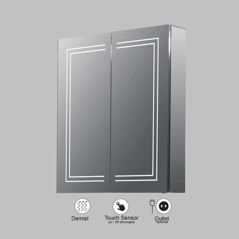 VONN VCS2A3S07402 Integrated LED Medicine Cabinet 24"W x 28"H x 4.75"D or 30"W x 28"H x 4.75"D