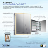 VONN VCS2A6S08202 Integrated LED Medicine Cabinet 24"W x 28"H x 5.3"D or 30"W x 28"H x 5.3"D