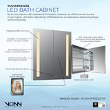VONN VCS4A3H03202 Integrated LED Medicine Cabinet 24"W x 28"H x 4.75"D or 30"W x 28"H x 4.75"D