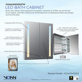 VONN VCS4A3H03202TW Tunable White Medicine Cabinet 24"W x 28"H x 4.75"D or 30"W x 28"H x 4.75"D