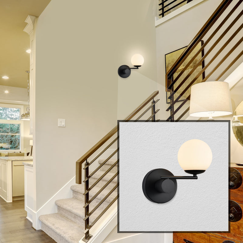 Capri VCW1108BL 9" Integrated LED ETL Certified Wall Sconce Light in Black with 1 Glass Shade
