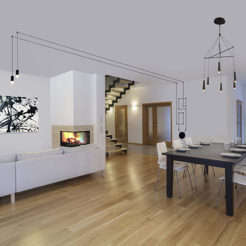 Expression VEC39160BL 25" Black Chandelier Adjustable Light Fixture