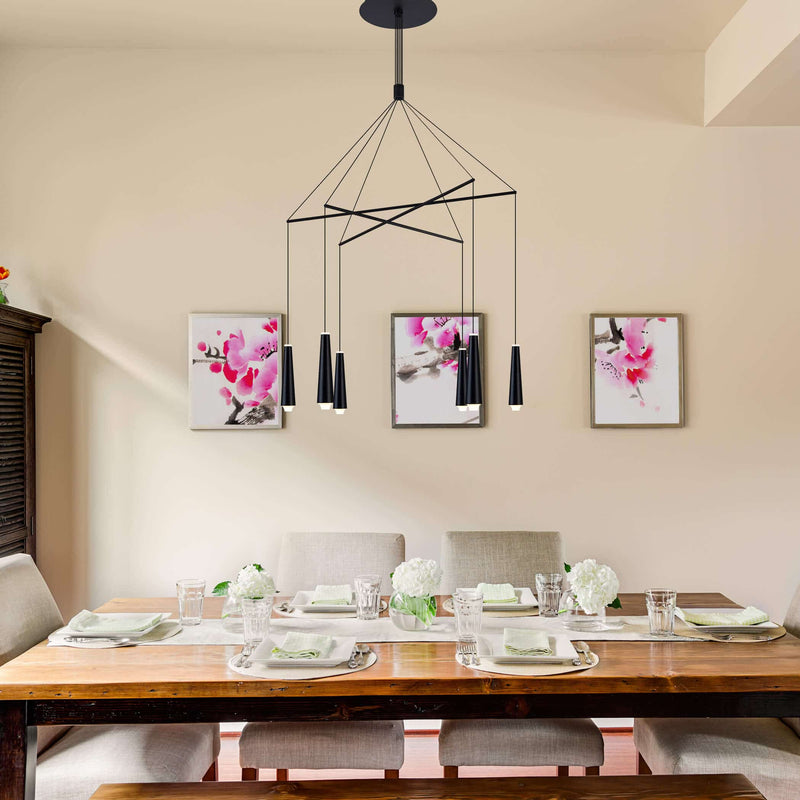 Expression VEC39160BL 25" Black Chandelier Adjustable Light Fixture